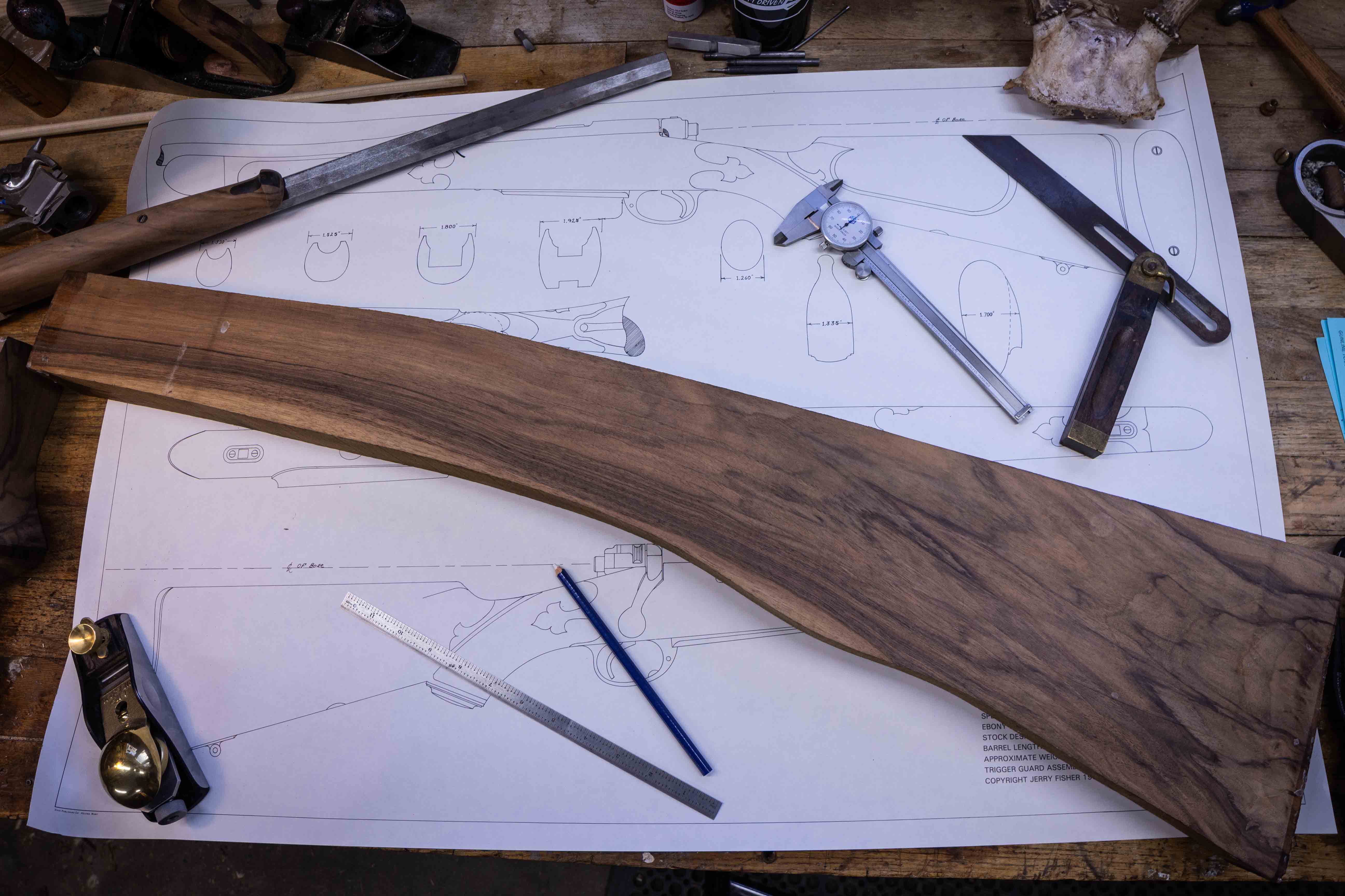 Laying out a gunstock blank